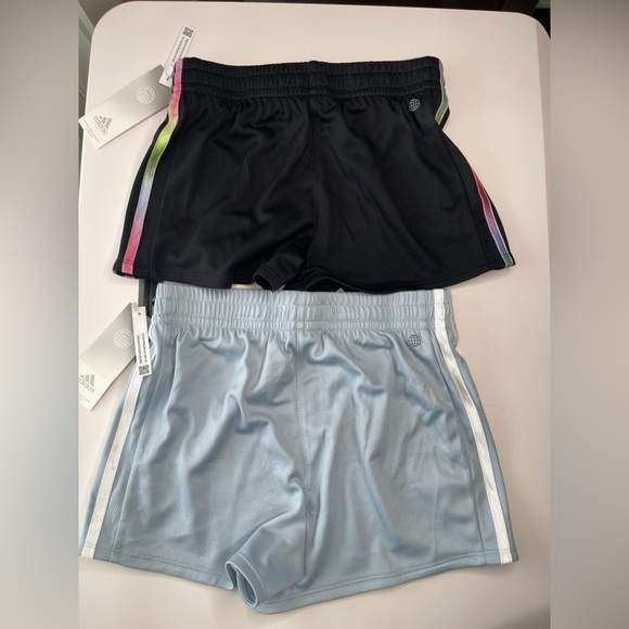 adidas Girls' 3S Pacer Mesh Shorts-Light Blue and Black - Picture 10 of 10